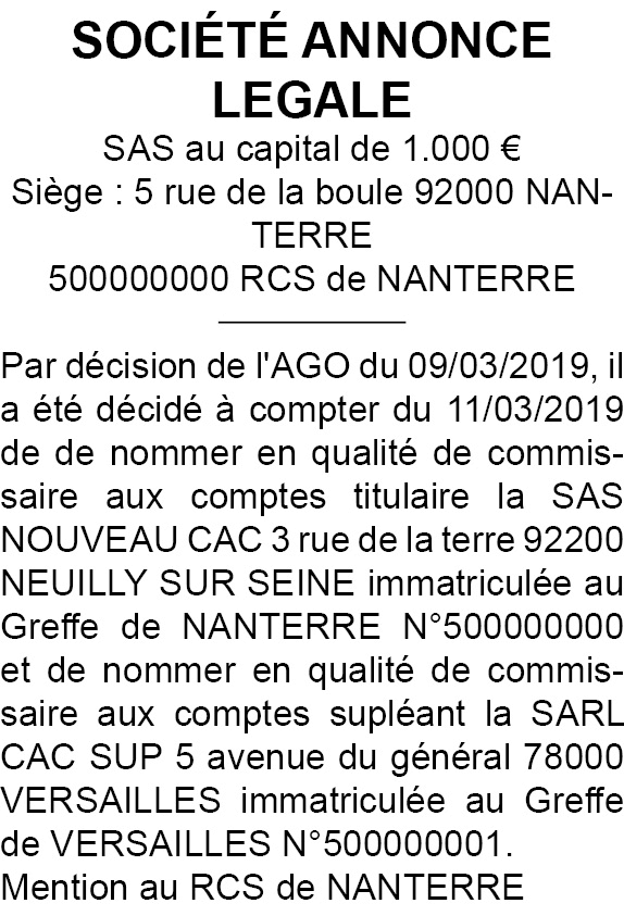 modele annonce legale cac92